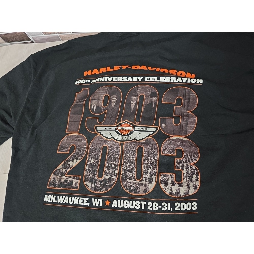 VTG 2003 Harley-Davidson T-Shirt XL Classic Biker Logo USA Motorcycle Tee Black